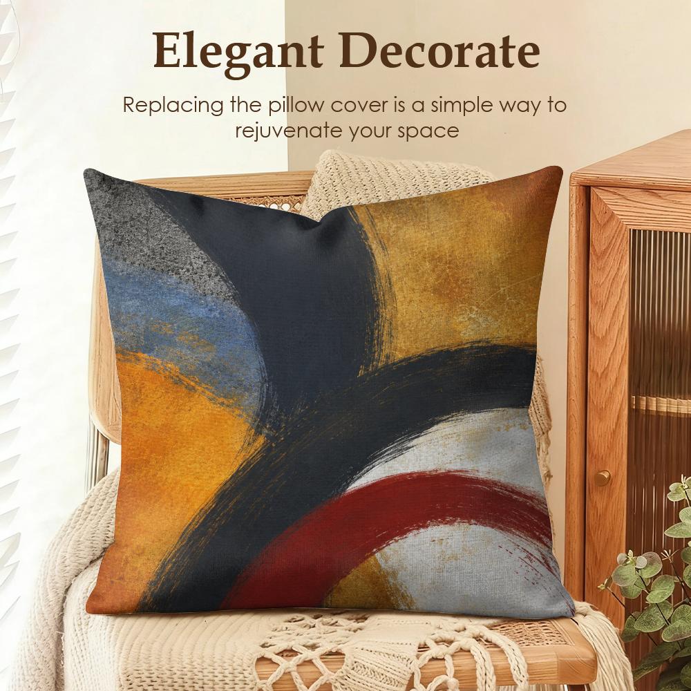 Abstract Arc Pattern Cushion Cover Natural Linen Organic Fabric DoubleSided Printing Sofa Home Decor Gift Pillow Case