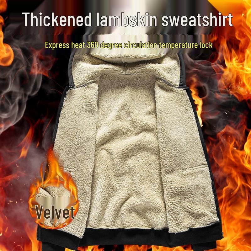 Men's Lambswool Hooded Zipper Cardigan: Warm, Versatile, Plus Velvet, Autumn/Winter Style