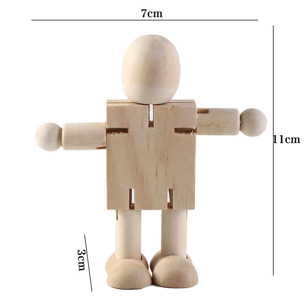 Wooden DIY White Blank Wooden Robot Doll Handicraft Toy Handicraft Toy  Toddlers Child