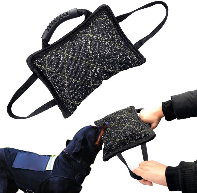 Strapazierfähiges Hunde Trainingsbeißkissen mit Köperjute und Beißstock