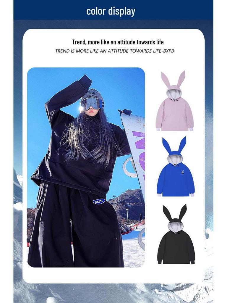 Ice Degree Rabbit Ear Ski Jacket: Women's & Men's Windproof, Waterproof, Warm Ski Sweatshirt for Snowboarding & Skiing
