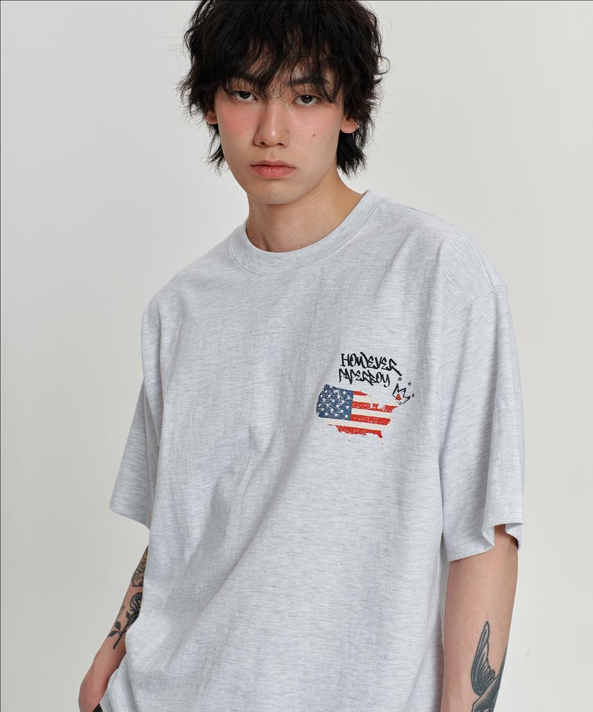 PAPERBOY Usa Vintage Short Sleeve T-Shirt - Black