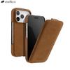 Custodia a Flip in Vera Pelle di Mucca Magsafe per iPhone 17 16 Pro Max Air Custodie di Ricarica Magnetica Copri Telefono Verticale Marrone