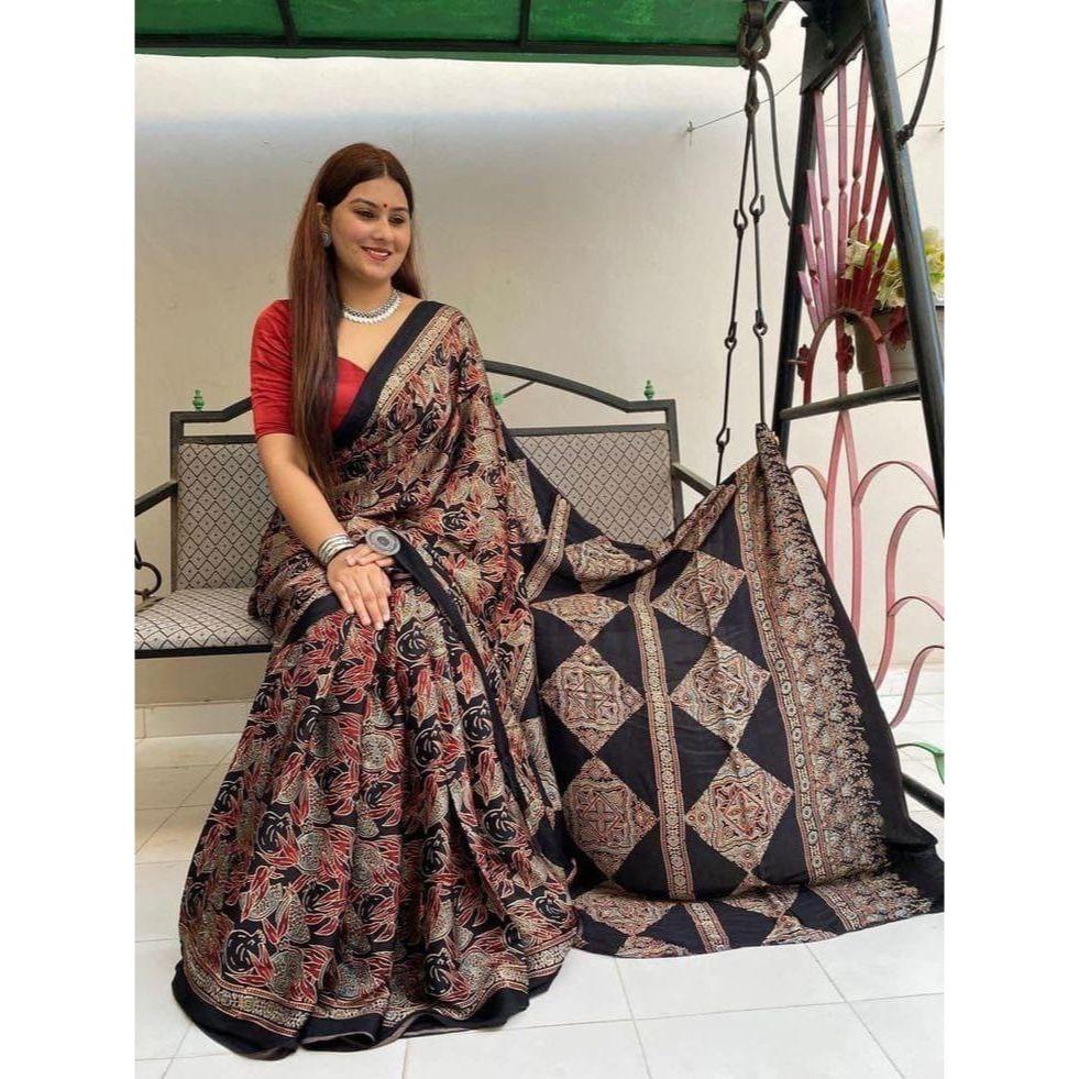 Stylové sárí pro běžné nošení a kancelářské oblečení pro ženy, halenka (Potřeba být ušita podle velikosti a střihu)