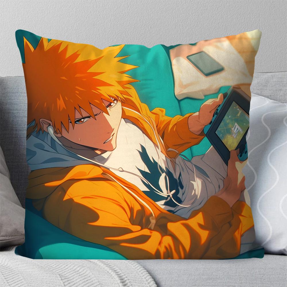 Kurosaki Ichigo Anime Bleach Pillow Case Square Pillow Bedroom Sofa LeisureComfort Cushion Car Living Room Home Decoration 40X40