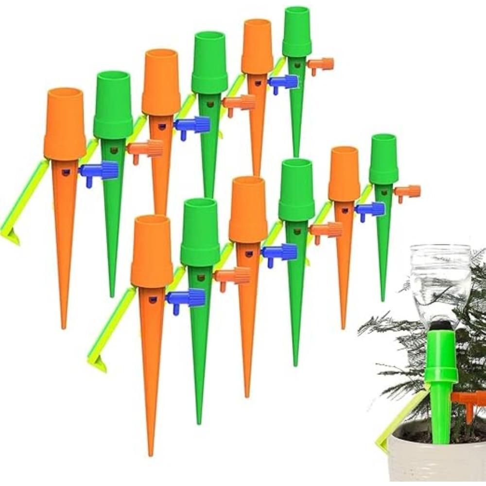 12 Stück selbstbewässernde Spikes: Einstellbare Tropfrate für Zimmerpflanzen und Leca-Bälle – perfekt zum Gießen von Pflanzen unterwegs, passend für die meisten Flaschen