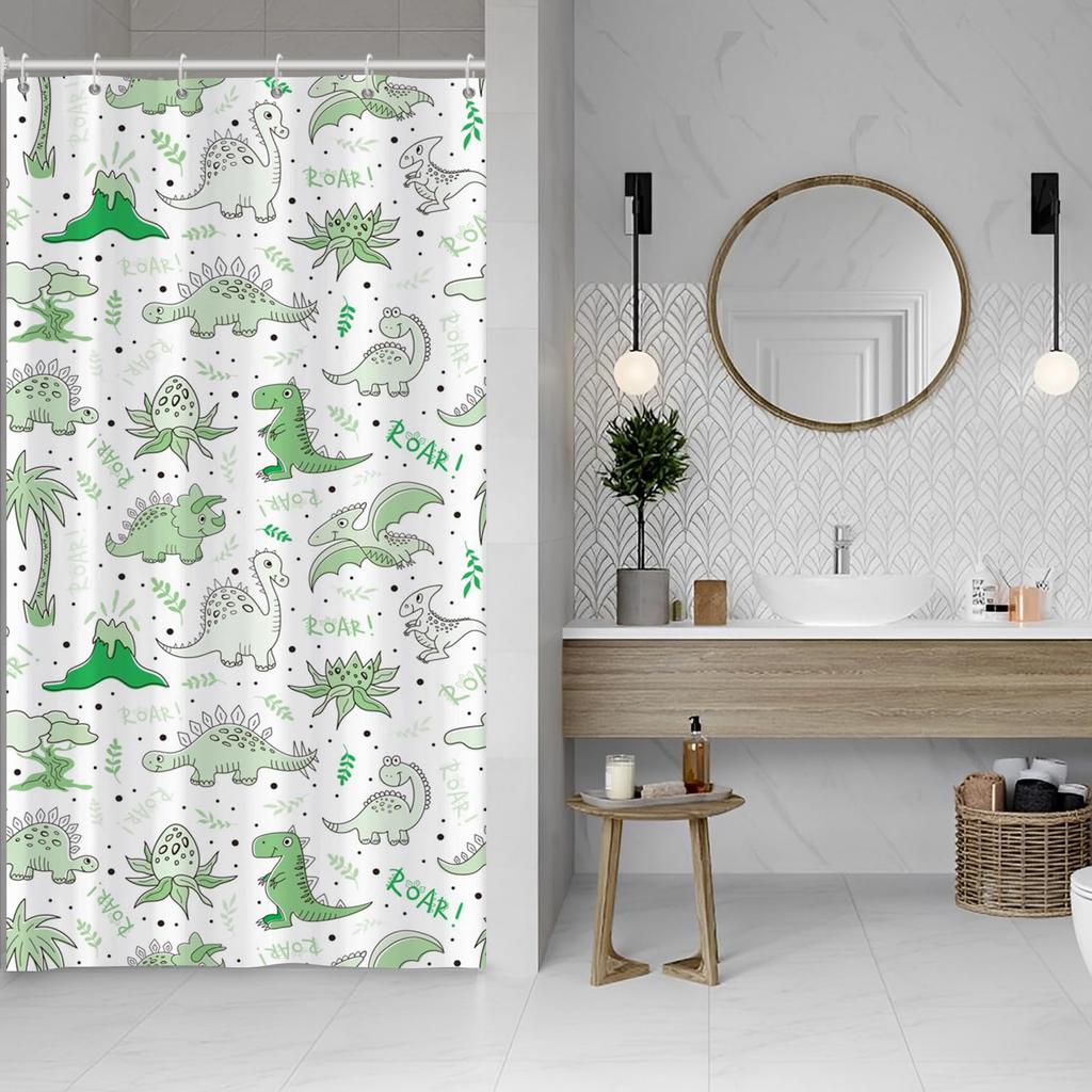 Cartoon Dinosaur Shower Curtain Bath Screen Kids Bathroom Curtains Waterproof Polyester Home Decoration with Hooks