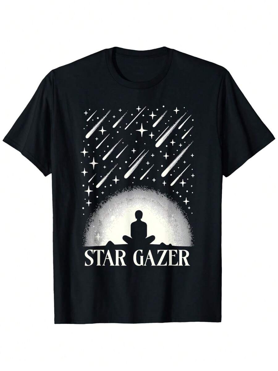 Starry Gazer Unisex T-Shirt - Meteor & Starry Night Design XL