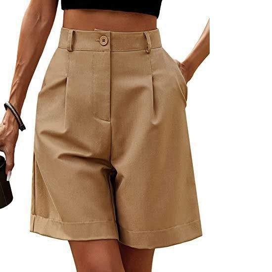 Women's Summer Slim Fit High Waisted Loose Fit Slimming Straight Leg Casual Mid Length Pants Breathable Wide Leg Cropped Pants