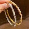 18K Gold-Plated Zircon & Mother-of-Pearl Oval Bangle - Elegant, Versatile Luxury Bracelet for Women