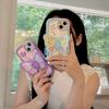 For iPhone 15 Silicone Case Cute Butterfly Kickstand Design Shockproof Phone Back Cover