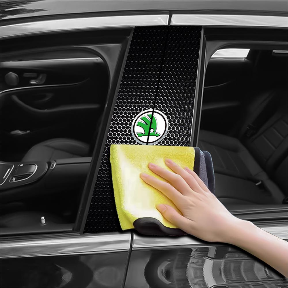 2Pcs Car Center Pillar Stickers BC Column Protective Decals For Skoda Rapid Fabia Octavia Roomster Yeti Superb VRS Scala Kodiaq Zao466