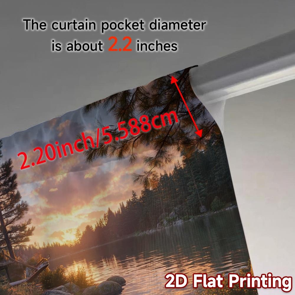 2pcs, 2D FLAT PRINTING Curtains (Without Rod) Cabin Serenity Popular Popular Curtain Machine Washable Fabric Curtains Versatile