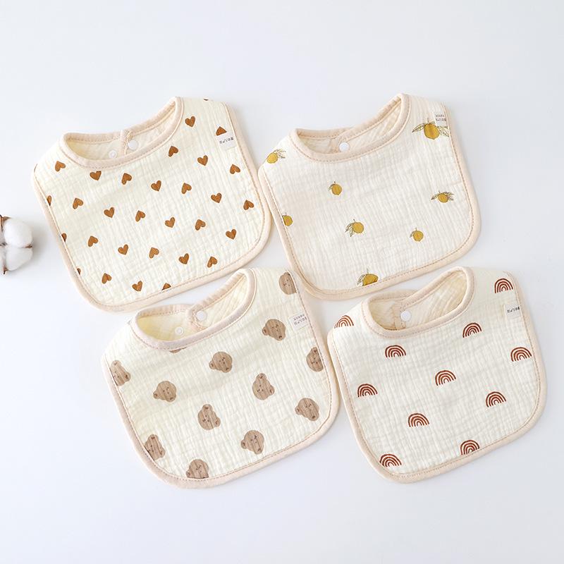 6-Layer U-Shaped Cartoon Cotton Gauze Baby Bibs