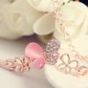 Korean Pink Butterfly Gold-Plated Bracelet: Women's Stylish Diamond-Set Bangle