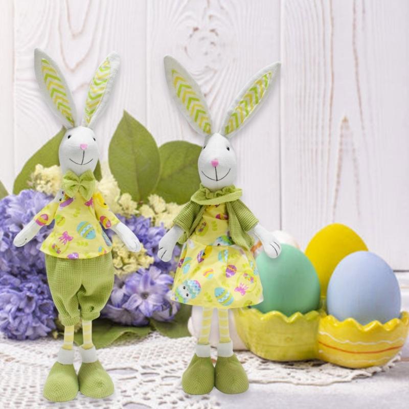Easters Decoration Gnomes with Long Leg Standing Bunnys Figurines for Any Occasion