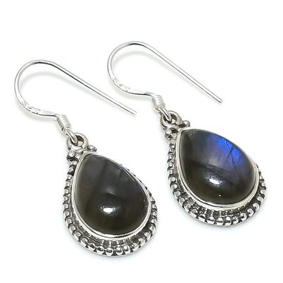 Natural Labradorite Gemstone 925 Solid Sterling Silver Gift Earring 1.25" Z5M16
