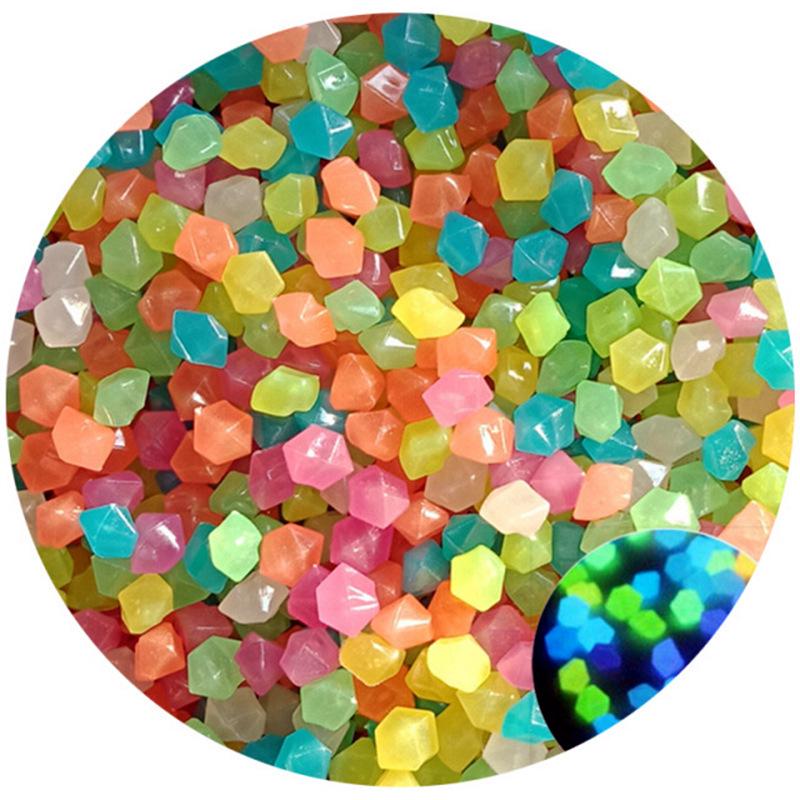 50-Pack 9mm Octagonal Fluorescent Stones for Garden or Fish Tank