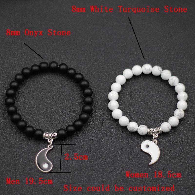 Valentine's Day Present Magentic Couple Bracelet Tai Chi Gossip Braclet Heart Magnet Lover Braslet Black White Beaded Brazalete