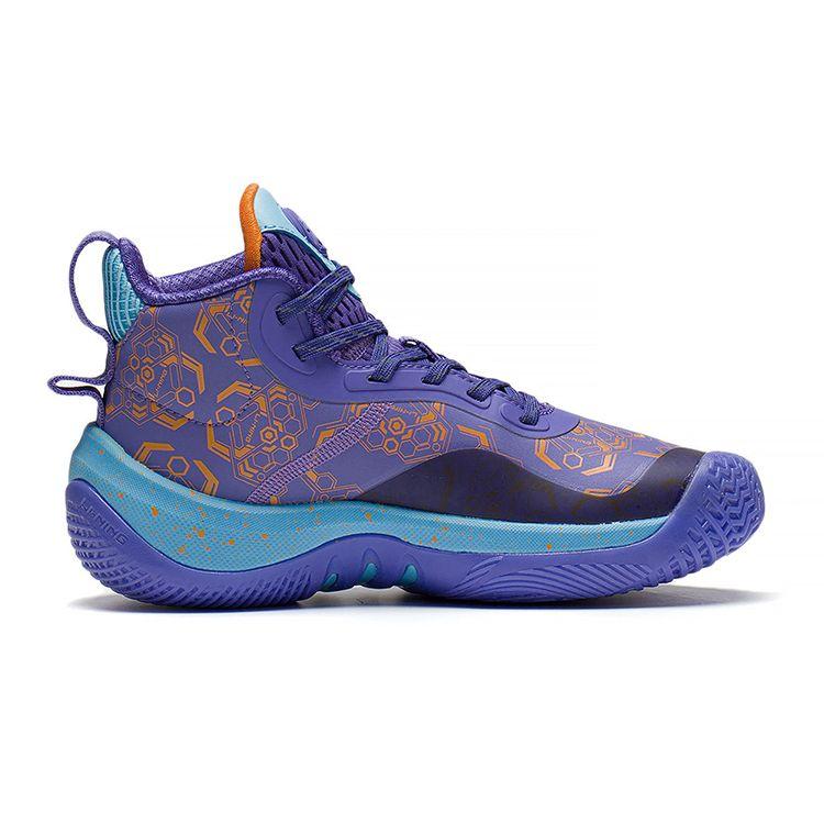 Li Ning Youth  Children Pioneer-Force I Team Antibacterial Shock Absorption Durable Support Basketball Shoes Kids Basketball Shoes Purple YKBR052-51