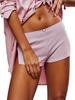 Mini Pantaloncini Caldi Floreali a Spacco Rosa - Pantaloncini Estivi Sexy Base Uniforme Colore Solido Stile Europeo Americano