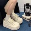 Fashion Platform White Shoes Women 2025 Autumn New Fashion Lace Up Height Increase Casual Shoes Comfortable Outdoor Non Slip Board Shoes