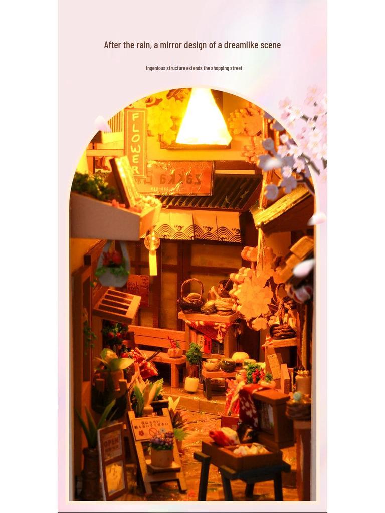 Tianyu DIY 3D Miniature Bookend: Rainy Alley Creative Assembly Model Toy