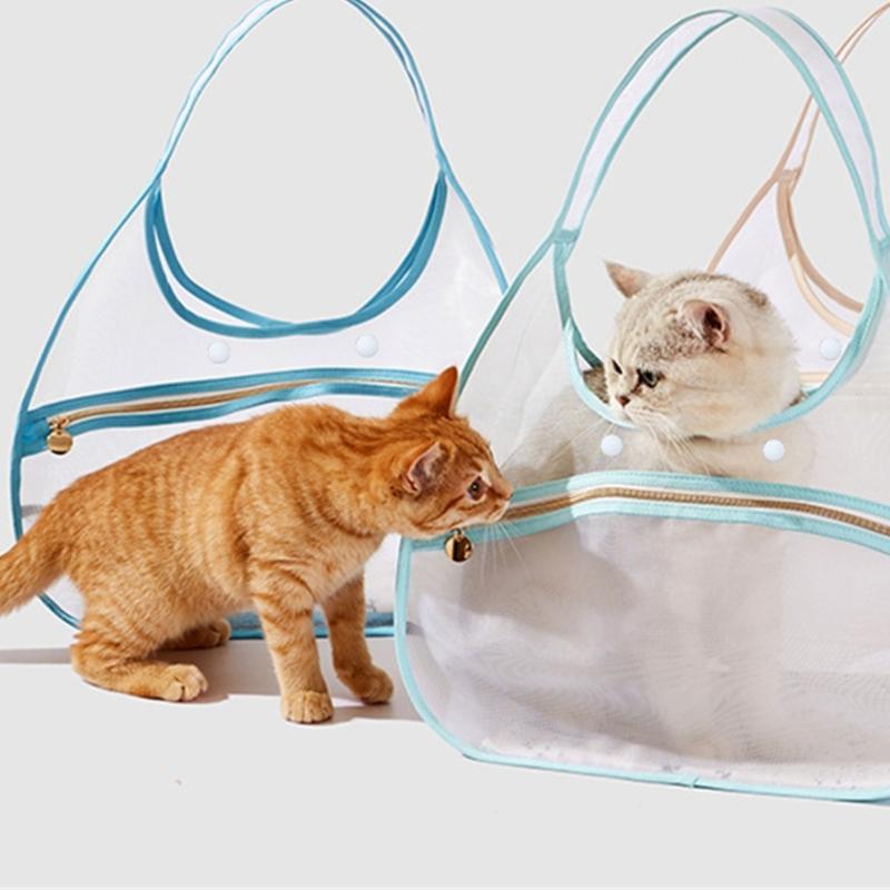 Sac de transport pour animaux de compagnie en maille de nylon avec design ventilé Sac de transport portable pour chats Voyage Extérieur