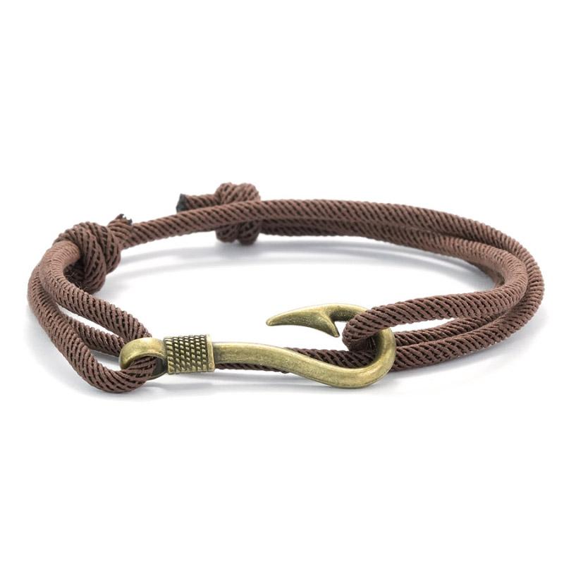 Stylish Fishhook Bracelet For Men Bilayer Sliding Adjustable Grade A 3mm Thin String Braslet Beach Navigation Surfing Braclet