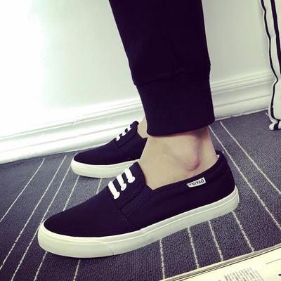 Fashion Men's High-quality White Canvas Shoes Men's Flat Heel One Pedal Men's Shoes Lazy Shoes Summer Breathable Zapatillas Hombre Km90