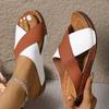 Fashion Summer Leather Wedge Slippers for Women 2025 Non-Slip Cross Strap Platform Woman Slides Soft Bottom Plus Size Women Slippers