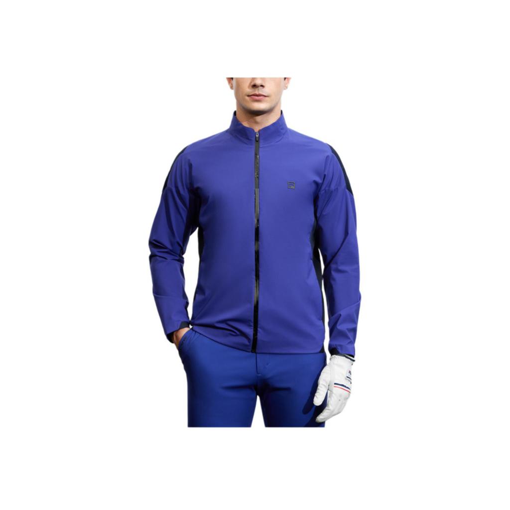 FILA Golf Series Retro Sports Color Block Stand Collar Elite Woven Jacket Men Jacket Ocean-Blue A11M415702F-BU