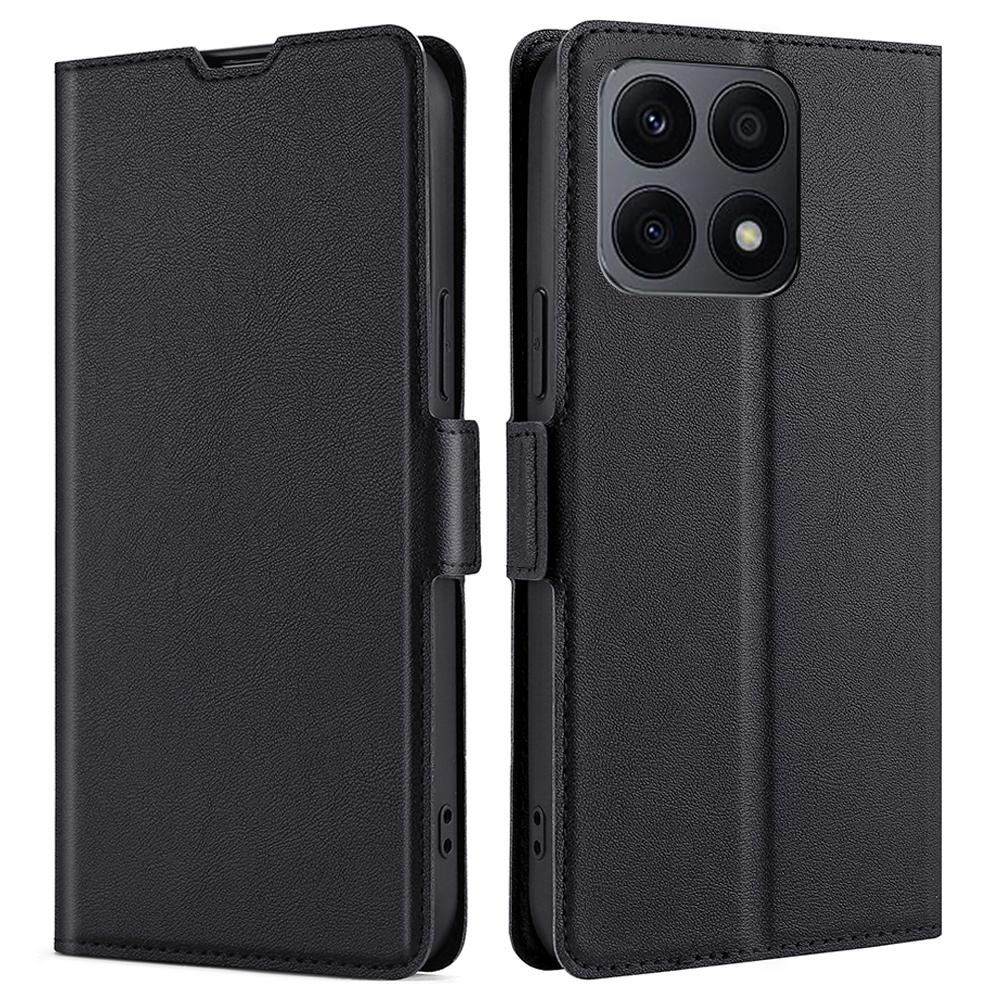 

Для Honor X8a 4G ультратонкий чехол для телефона из искусственной кожи с подставкой и слотом для карт защитная крышка Black