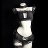 Sexy Anime Cosplay Lolita Bra Set Kawaii Intimates Cute Girl Maid Costume Transparent Lotus Leaf Cute Split Suit Sexy Costume