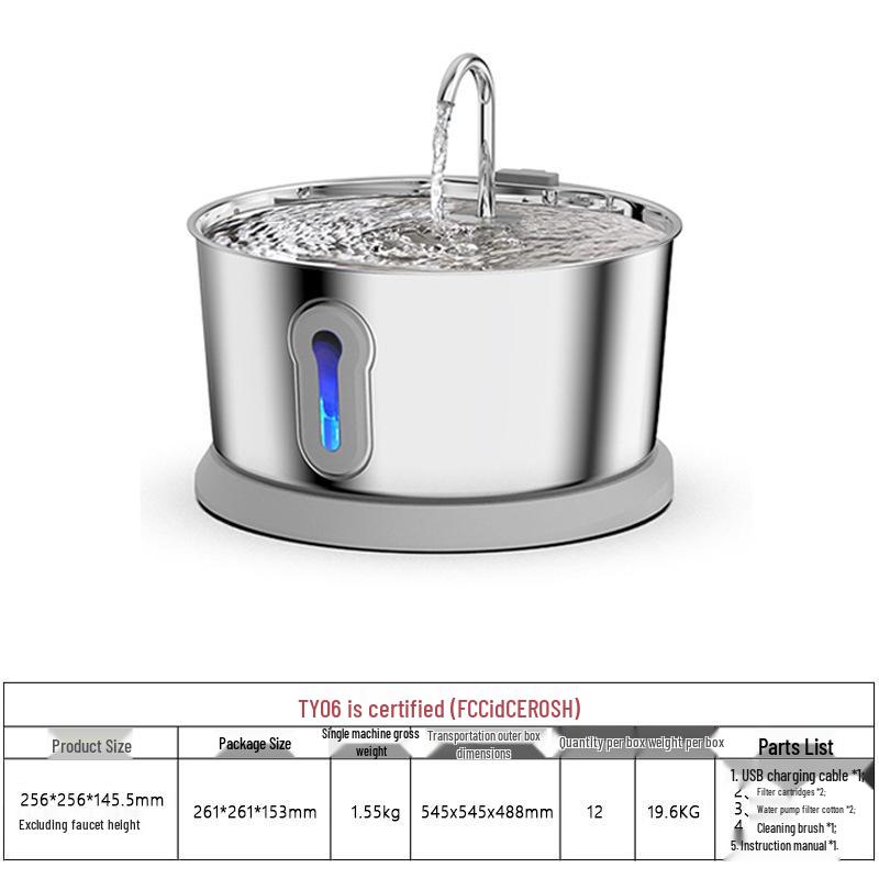 Stainless Steel 4L Cat Water Fountain with Silent Automatic Circulation