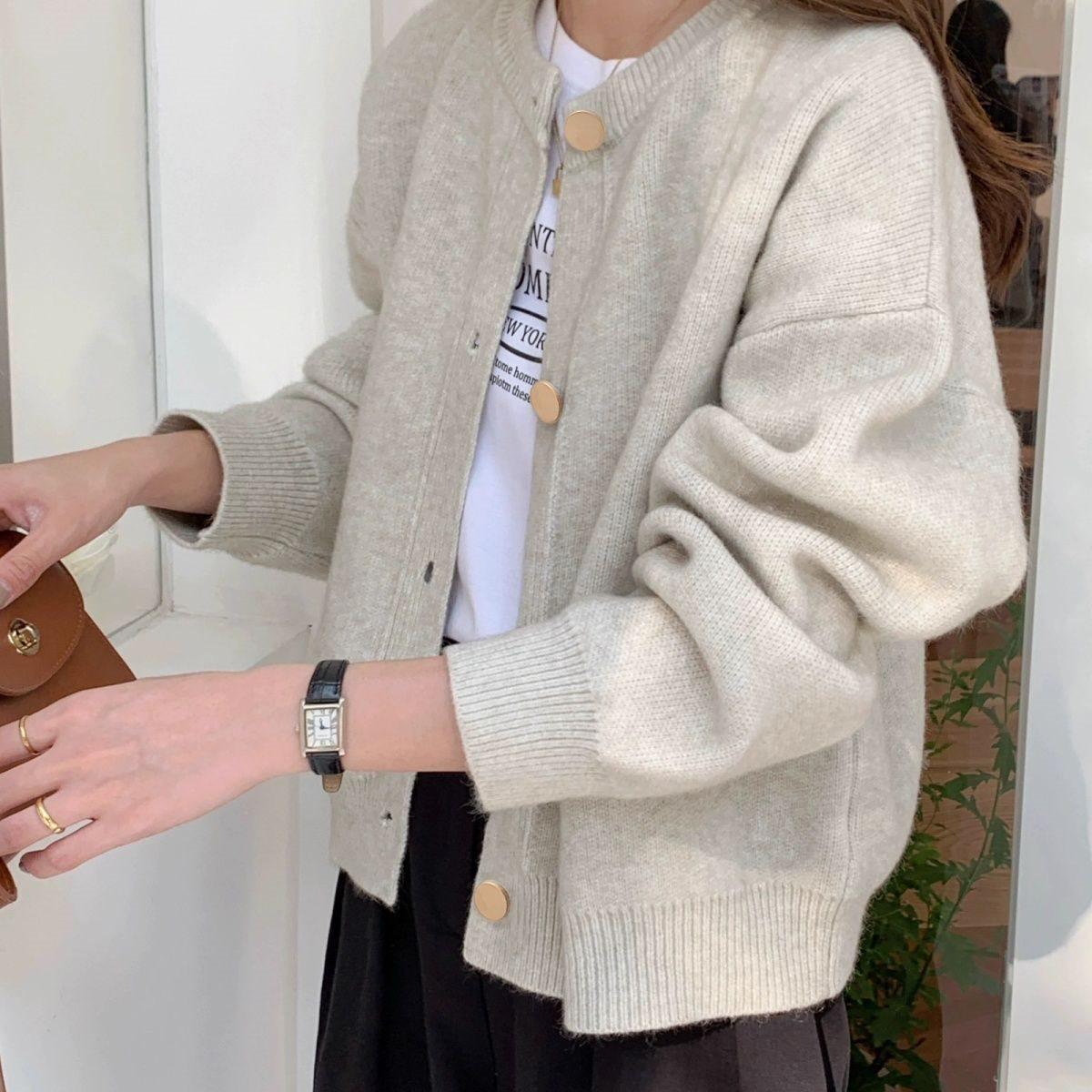

Women s Retro Loose Knit Cardigan – Early Spring & Winter Sweater S (for 80-95 jin) красный