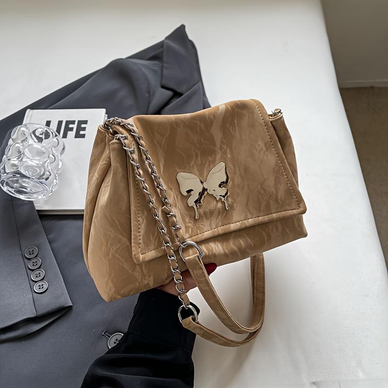 

Женская модная сумка-тоут из искусственной кожи, сумка через плечо с цепочкой, универсальная летняя сумка для поездок на работу, идеально подходит для студенток. хаки