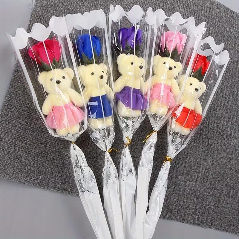 

1-5PCS Artificial Rose Bear Flowers Soap Bouquet Set Lovely Flower Gift for Mother s Day Valentine s Birthday Wedding Home Decor 1Pcs