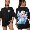 2026 Summer Frozen Elsa Pattern Tshirt Parentchild Suit Cotton Highquality Loose Short Sleeve Unisex Soft Tee Top