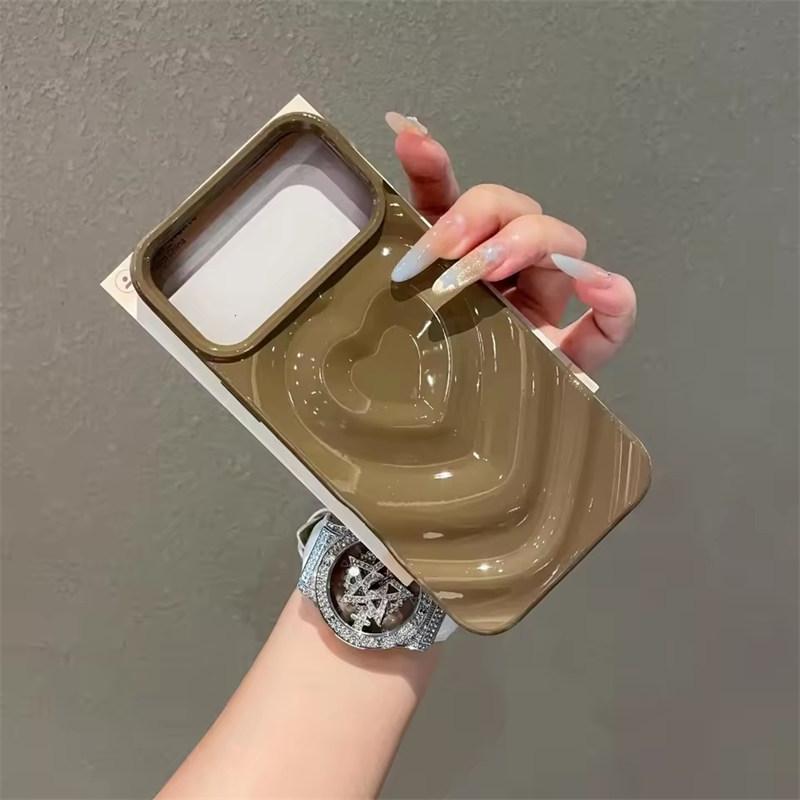Fashion 3D Love Heart Candy Color Phone Case for iPhone 17 Air 16E 15 14 13 12 11 Pro Max Ripple Ultra Slim Shockproof Ins Cover