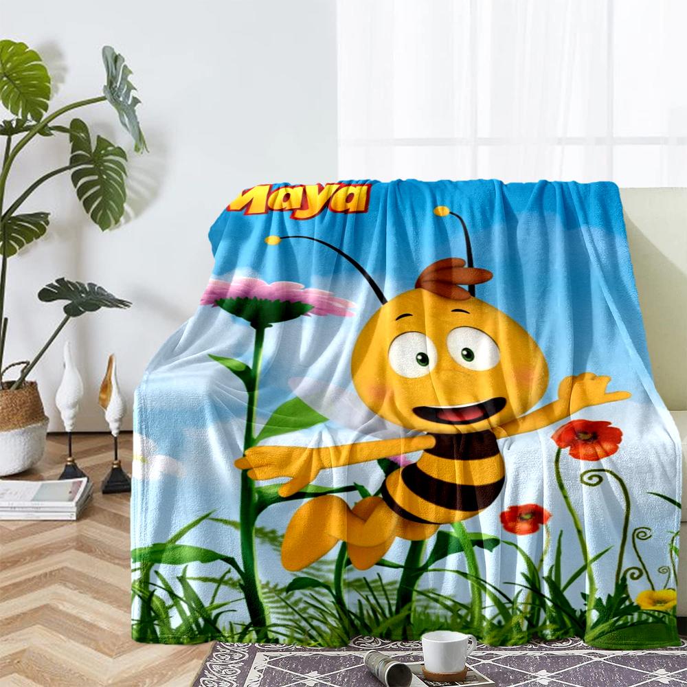 Maya the Bee Theme Printed Blanket - Perfect for Couch, Bed, Travel & Outdoor Use | Machine Washable, Cozy & Durable.