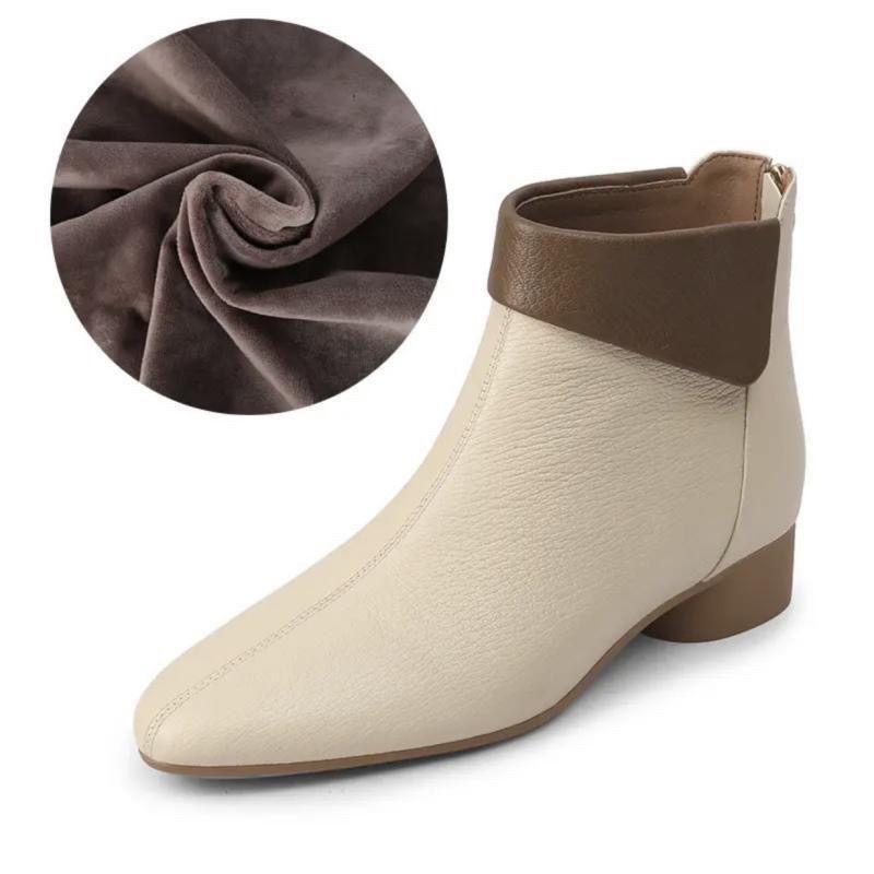 3 Leather Soft-soled Short Boots Women's Spring and Autumn Single Boots Pointed 2025 New Winter Velvet Versatile French Boots Women