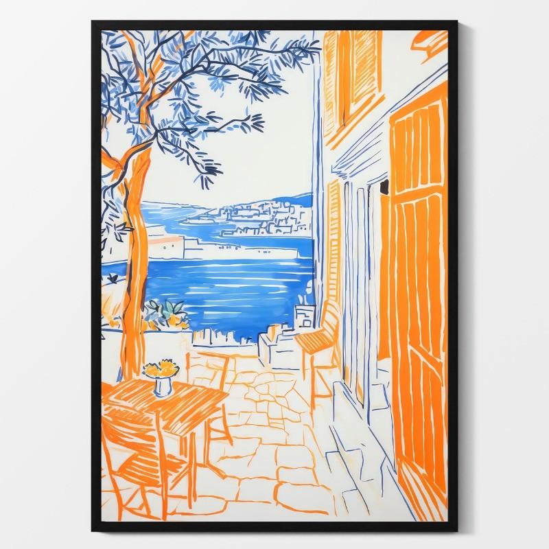 Colorful Abstract Travel Landscape Poster Greek Architectural Scenic Spots Canvas Painting Boho Wall Art Living Room Home Decor