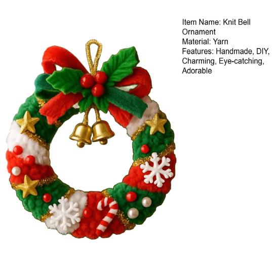 DIY Knitted Santa Claus Bell Ornament Handmade Christmas Tree Decoration Holiday Crochet Accessories for Craft Lovers