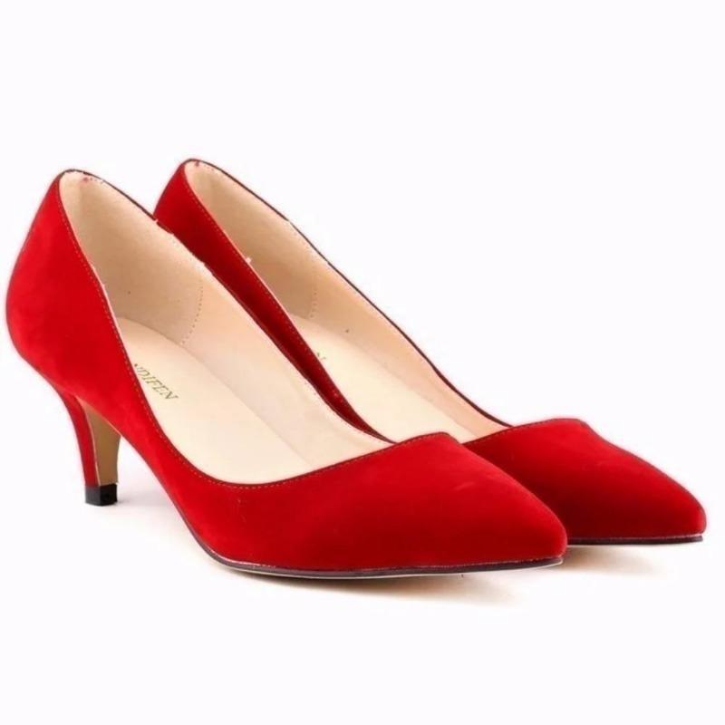 Décolleté da Donna Primavera Autunno Tacco Basso Alto 5cm Tinta Unita Traspiranti Punta Appuntita Suola Antiscivolo Soletta in Lattice Scarpe da Lavoro Matrimonio