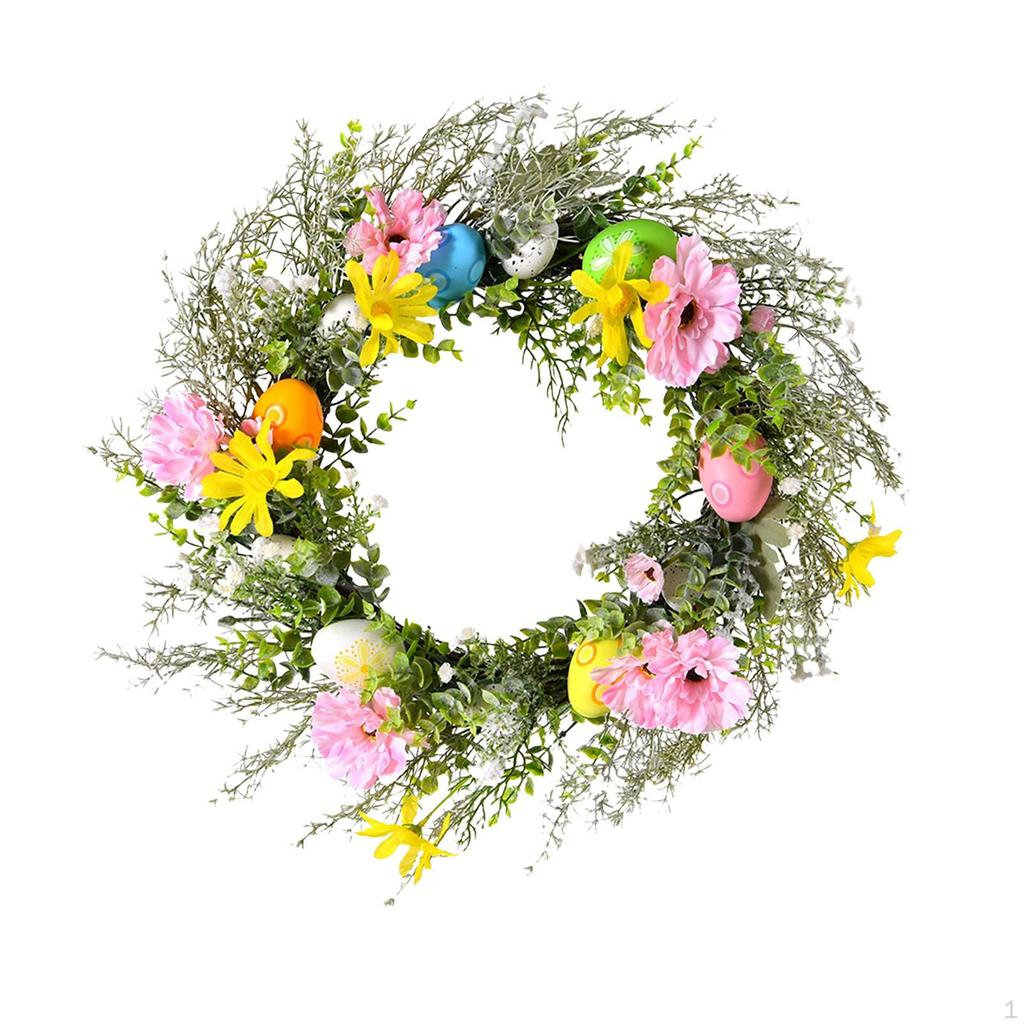 Artificial Easter Egg Wreath , Spring ,Silk Flower Garland for Front Door