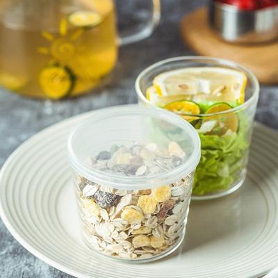 Japanese-style Fruit Salad Bowl Home Transparent Glass Bowl Net Red Tableware Ins Bowl Pudding Strut Small Bowl with Cover