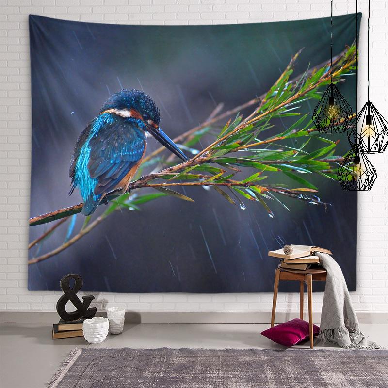 Tapiserie Kingfisher Artă de perete cu păsări Tapiserie decorativă Kawaii Cameră pentru copii Sufragerie Dormitor Cameră Estetică Decor interioară