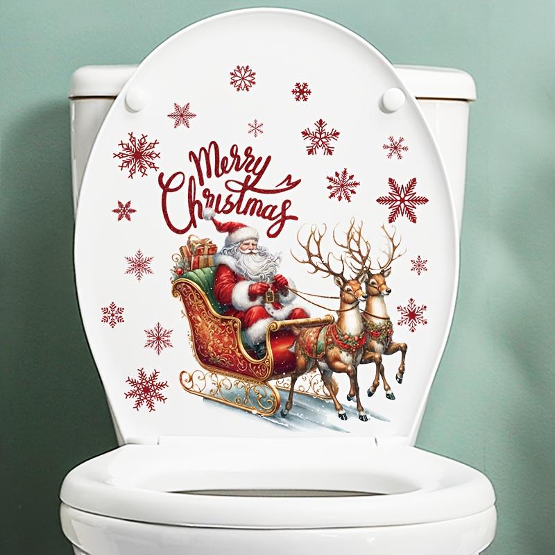 1sheets Cartoon Santa Claus Toilet Sticker Removable PVC Holiday Decoration for Bedroom Nursery Bathroom Toilet Decorat Stickers