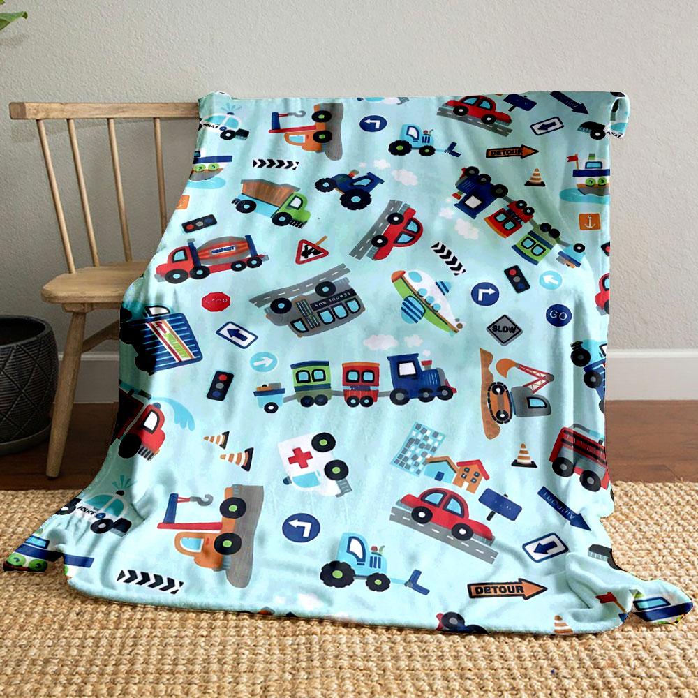 

Cartoon Cars Trucks Pattern Blanket bedroom Blanket for Livingroom Couch lunch break Soft throw for Friend s festival Gift 80cm x 120cm